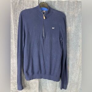Vineyard Vines Sweater Boys XL Blue Cotton 1/4 Zip Long Sleeve Slip Over Logo